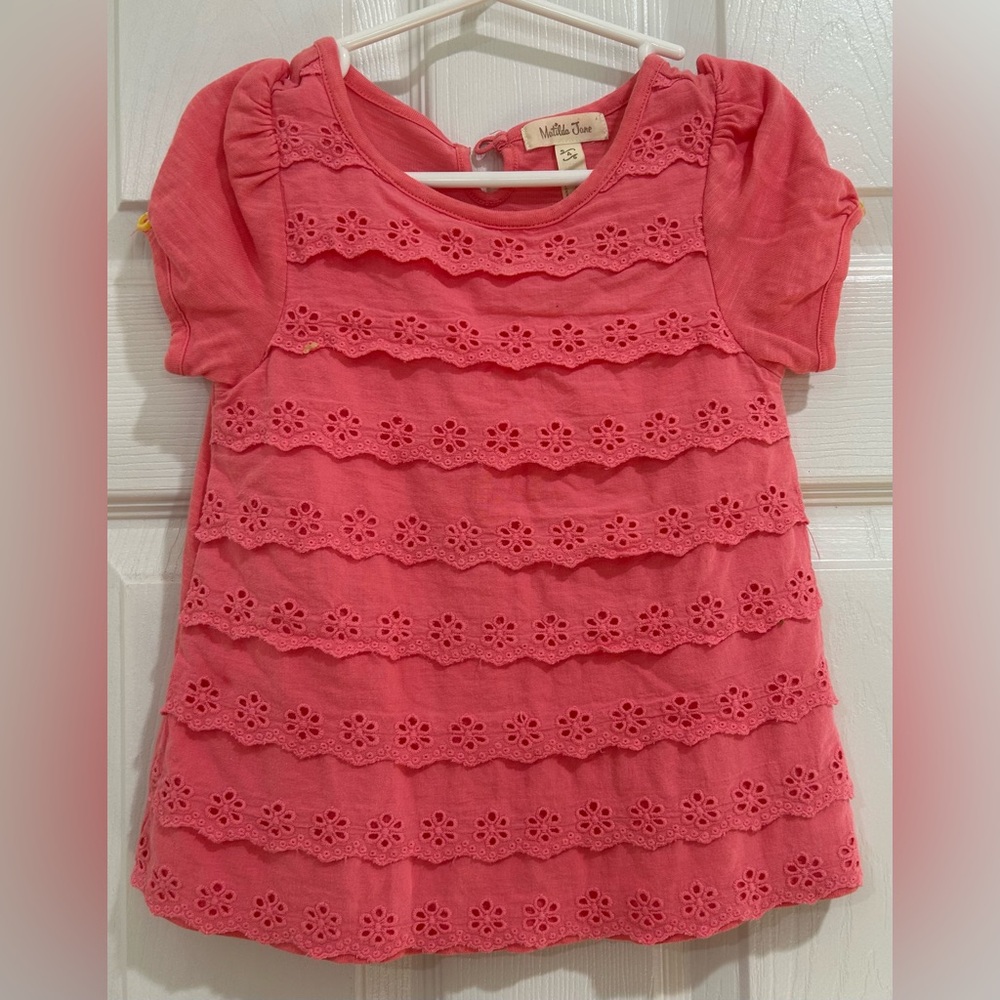 Matilda Jane Coral Eyelet Ruffle Top